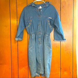 Ideas Pants & Jumpsuits Vintage Denim Jumpsuit Coverall dress rhinestoned.size L